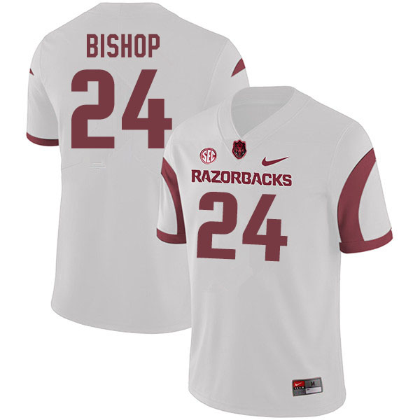 Men #24 LaDarrius Bishop Arkansas Razorbacks College Football Jerseys Sale-White - Click Image to Close
